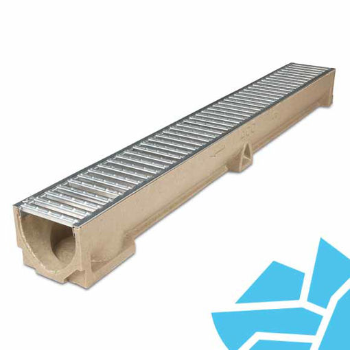 Picture of ACO Raindrain Drainage Channel with Galvanised Steel Grate A 15 - 1m x 118mm x 97mm