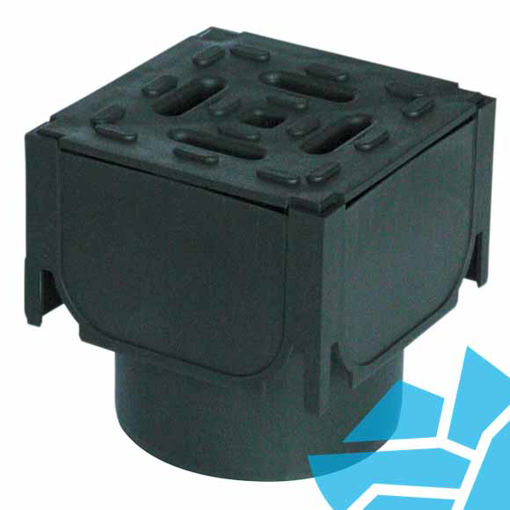 Picture of ACO HexDrain Corner Unit with Black Plastic Grate and Vertical Outlet