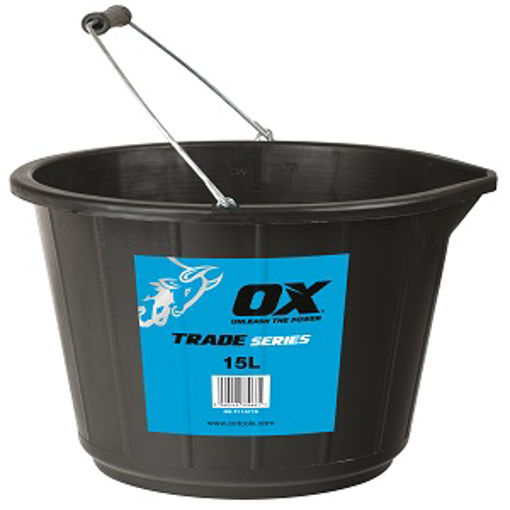 Picture of OX Trade Black Bucket – 15L / 3.3 Gallons