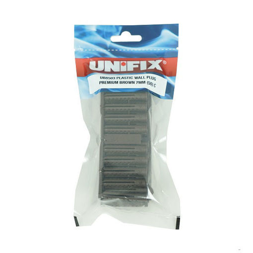 Picture of Unifix 7mm Premium Brown Plastic Wall Plugs (pk50) UB8503