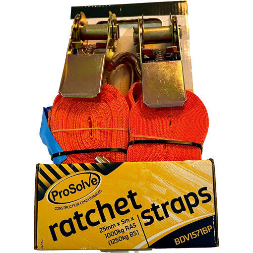 Picture of ProSolve Ratchet Tie-Down Straps - 25mm x 5m x 1000kg - Twin Pack