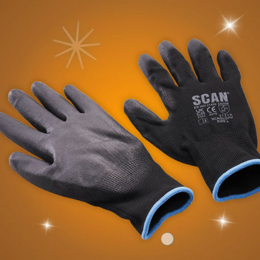 Picture of Scan Black PU Gloves Pack of 5