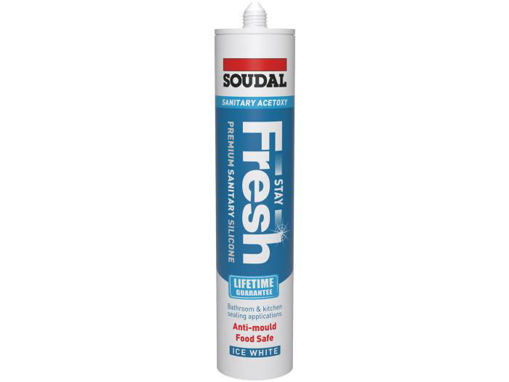 Picture of Soudal Stay Fresh Acetoxy Anti-Mould Silicone 290ml Ice White