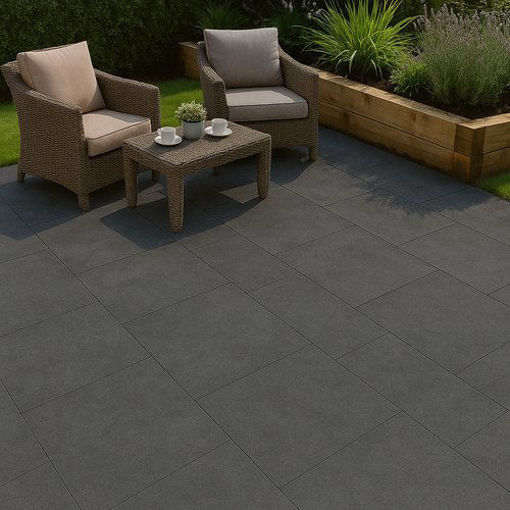 Picture of Marshalls Anesso Dark Grey Porcelain Paving Slabs 900x600x20mm