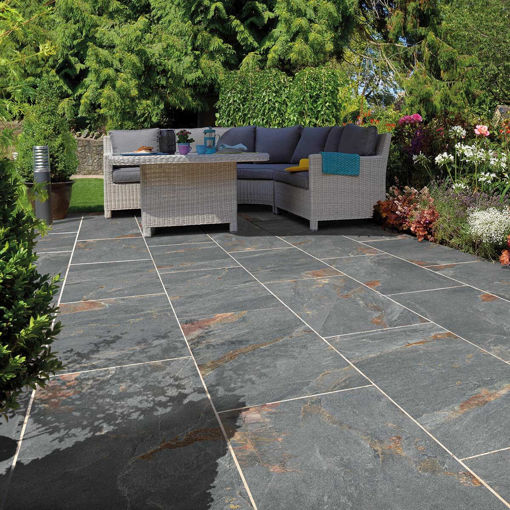 Picture of Pavestone Discovery Rusty Slate Porcelain Paving Slabs 1200x600mm Pack of 7 (5.04m2)