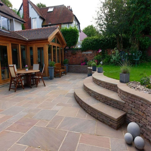 Picture of Natural Indian Sandstone Paving Slabs 600x290x18-20mm Calibrated Raj Blend