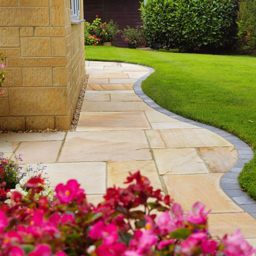 Picture of Natural Indian Sandstone Paving Slabs 290x290mm Golden Fossil 