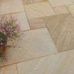 Picture of Natural Indian Sandstone Paving Slabs 290x290mm Golden Fossil 