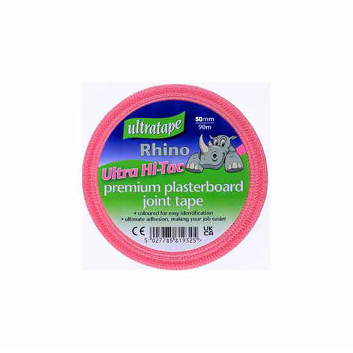 Picture of Hi-Tak Pink Extra Adhesive Drywall Plasterboard Joint Tape Scrim Tape 50mm x 90m