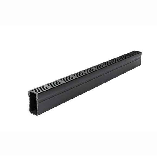 Picture of ACO Threshold Drain Drainage Channel with Aluminium Black Grating 1000mm