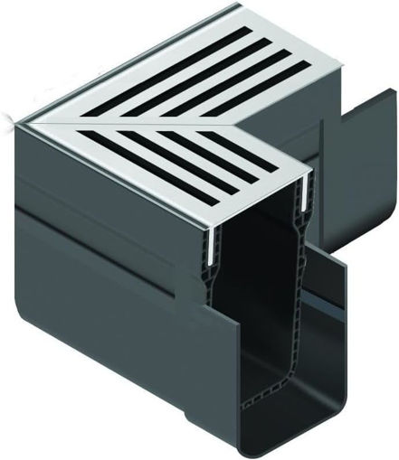 Picture of 1m Aco Threshold Corner Unit Silver Aluminium Grating