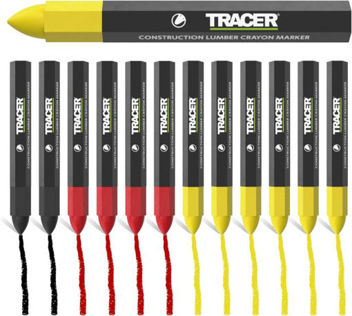 Picture of Tracer Construction Lumber Crayon Markers, Pack of 12 - Mixed Colours
