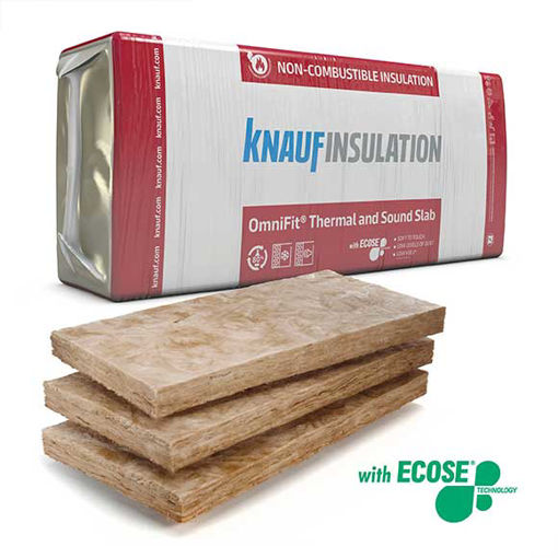 Picture of Knauf 50mm OmniFit Thermal & Sound Glass Mineral Wool Insulation Slab 1200x400mm Pack of 12 (5.76m²)