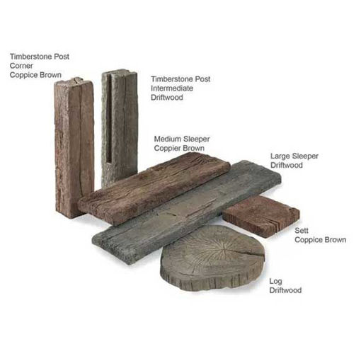 Picture of Stonemarket Timberstone Wood Effect Concrete Intermediate Posts Driftwood 650x150x150mm 