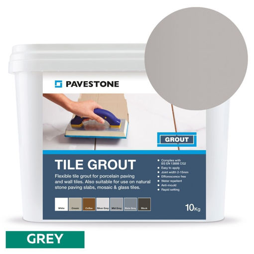 Picture of Pavestone Porcelain Tile Grout 10kg Mid Grey 