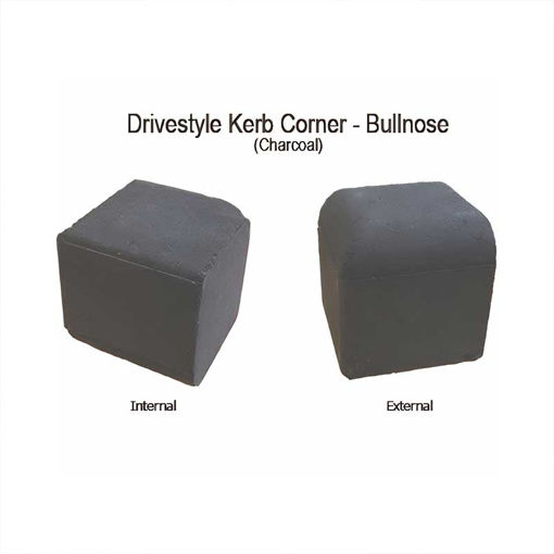 Picture of Brett Drivestyle DK Int/Ext Small Block Paving Kerb Corner Bull Nose 125x125x125mm Charcoal