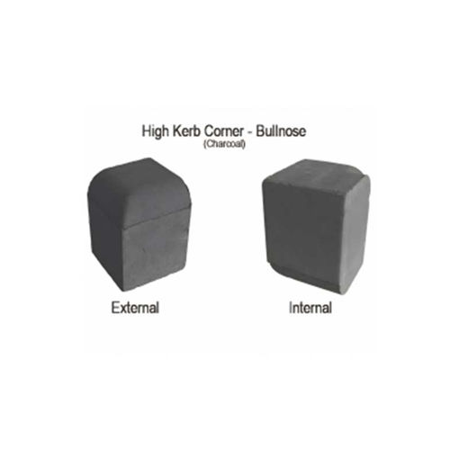 Picture of Brett HK Int/Ext High Block Paving Kerb Corner Bull Nose 150x150x200mm Charcoal