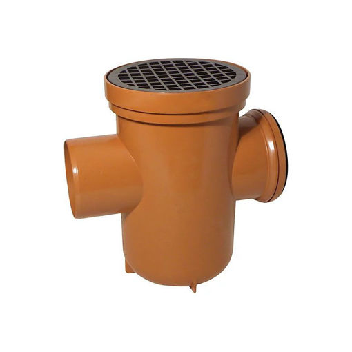 Picture of Underground 100mm Inlet Roddable Bottle Gully 90° Outlet Round Grid