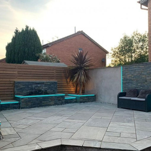 Picture of Natural Indian Sandstone Paving Slabs 600x600mm Calibrated Light Grey