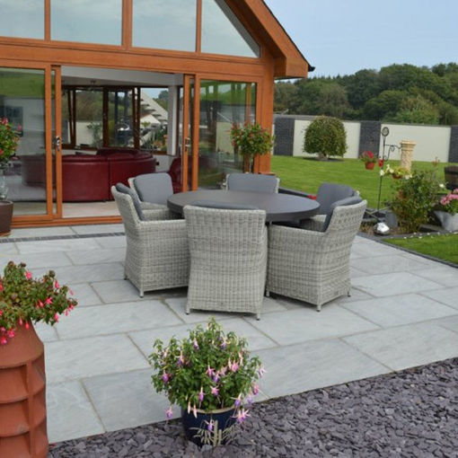 Picture of Natural Indian Sandstone Paving Slabs 900x600mm Calibrated Light Grey
