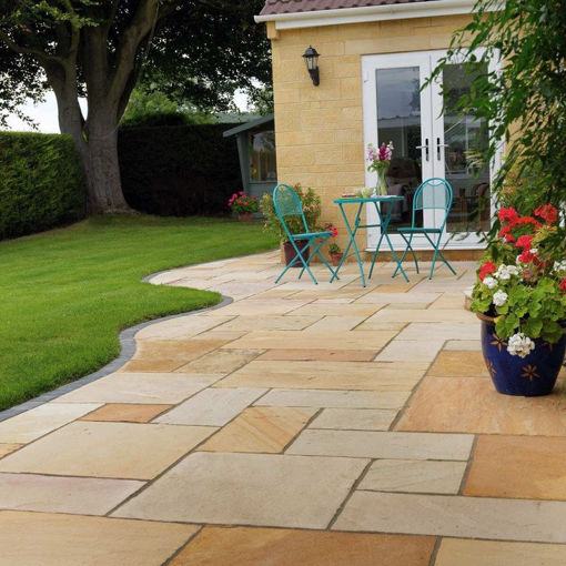 Picture of Natural Indian Sandstone Paving Slabs 900x600mm Golden Fossil