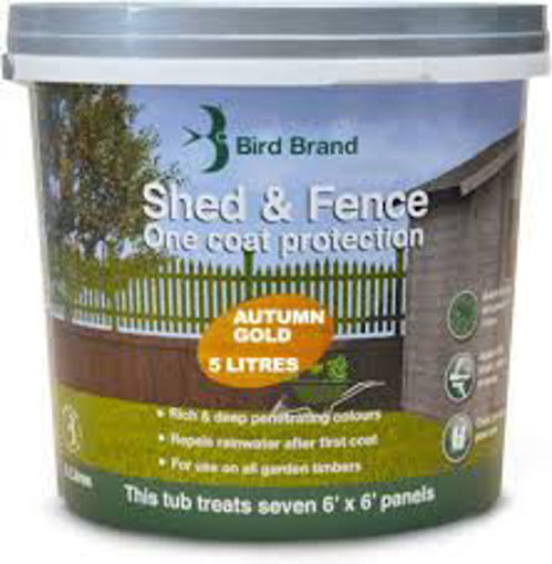 Picture of Bird Brand Shed & Fence One Coat Protection Autumn Gold 5l