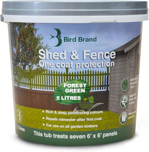Picture of Bird Brand Shed & Fence One Coat Protection Forest Green 5l