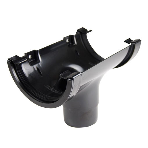 Picture of 112mm Half Round Gutter Running Outlet to 68mm Downpipe - Black