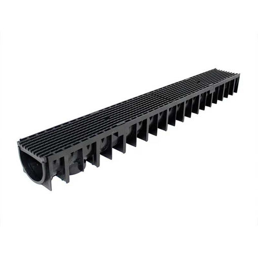 Picture of Polycon Lite Aqua 100 A15 SafeHeel Channel Drain 1m with Black Composite Grate - 92mm Deep