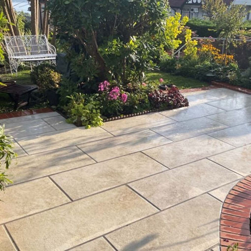 Picture of Pavestone Dolomite Travertine Porcelain Paving Slabs 1000x500mm Pack of 10 (5m2)