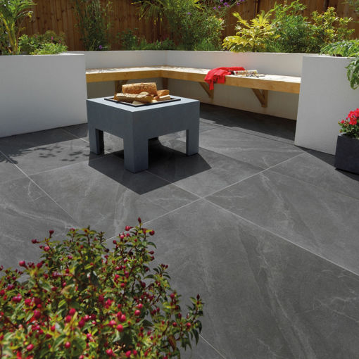 Picture of Pavestone La Moda Veined Marble Effect Porcelain Paving 900x600x20mm Anthracite Pack of 42 (22.68m²)