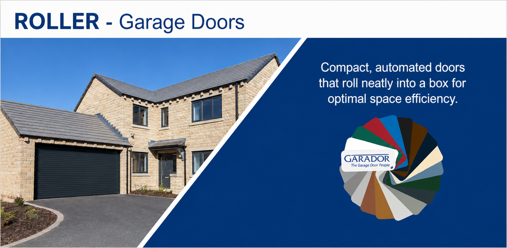 Garador Roller garage doors available through Rose Building Supplies