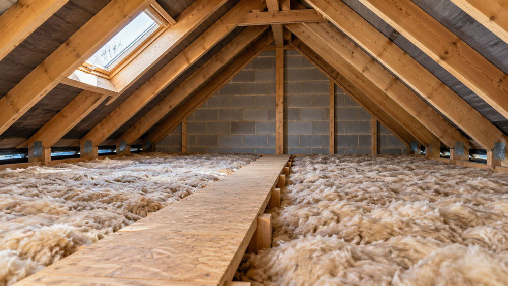 Mineral wool loft insulation with a raised access walkway