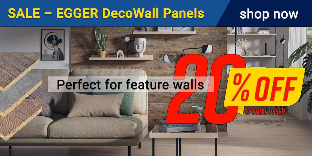 20% off EGGER DecoWall feature panels – Ideal for walls, now on sale at Rose Building Supplies