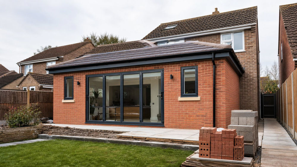 Completed brick house extension in Peterborough